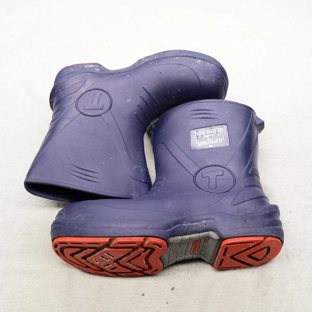 Tingley Flite Unisex M9 W11 Rain Boots Blue Slip Safety Toe Waterproof Pull On